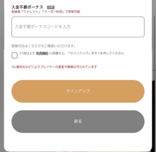 エルドアカジノの登録画面におけるプロモーションコード（ボーナスコード）の入力欄